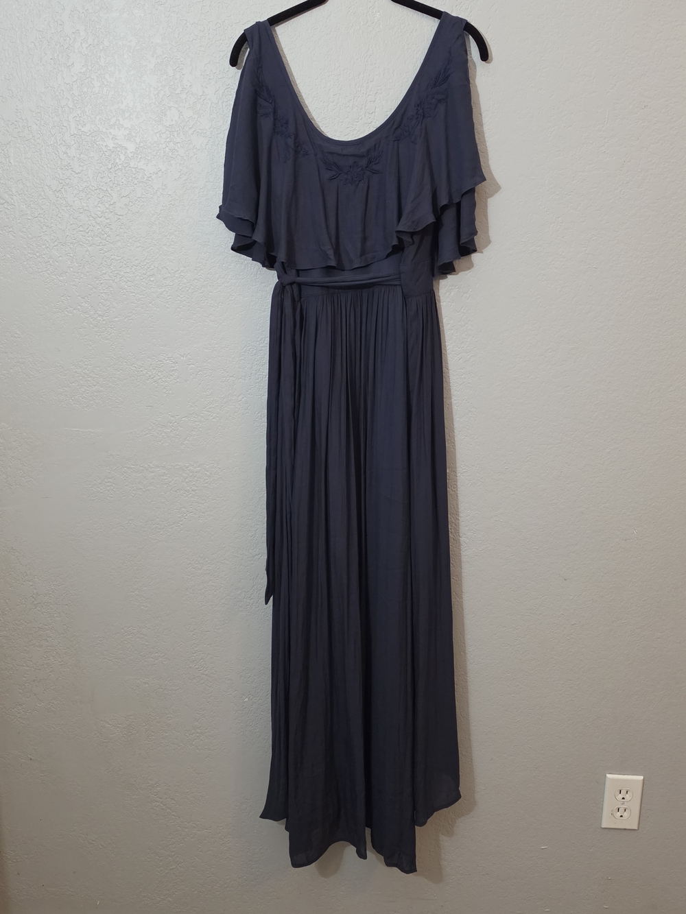 Free People Fiona Maxi Wrap Dress In Midnight Blue Womens Small Embroidered - Picture 12 of 16